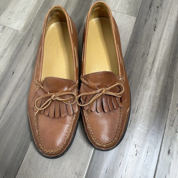 Cole Haan Men's Brown Leather Fringe Loafers Slip On Dress Shoes Size 11.5 - Picture 1 of 6